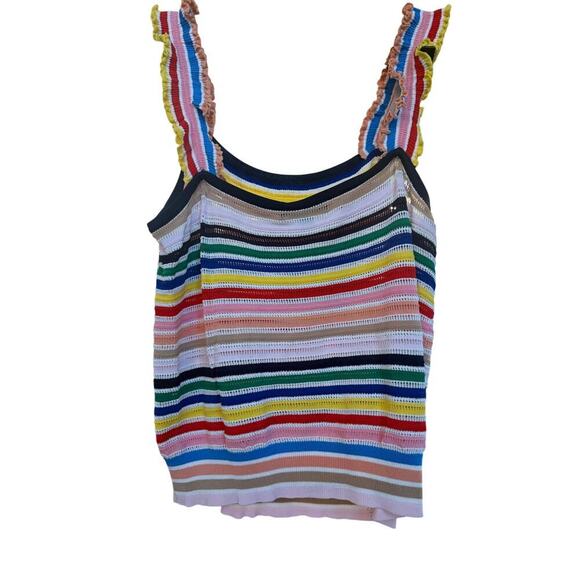 J. Crew rainbow stripe ruffle strap knit tank Size M - Picture 3 of 11